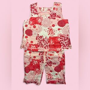 Hanna Andersson Girls Pink Patchwork Tank & Pants Floral Matching Set Sz 6/7